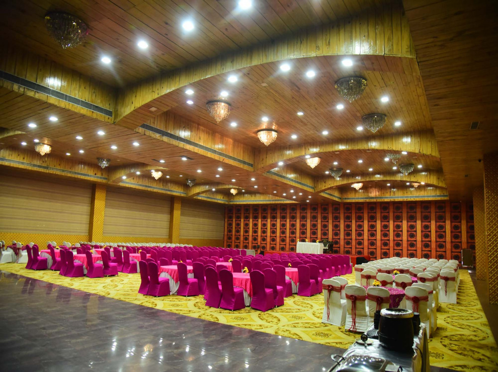 An image showing the banquet hall of Patliputra Hotels